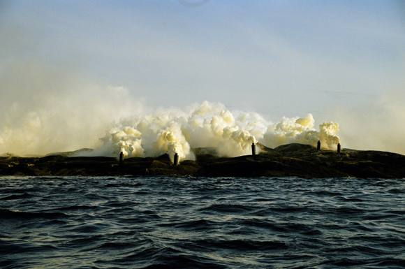 Alexander Ponomarev, Maya: A Lost Island, Barents Sea, 2000. Dual channel video.