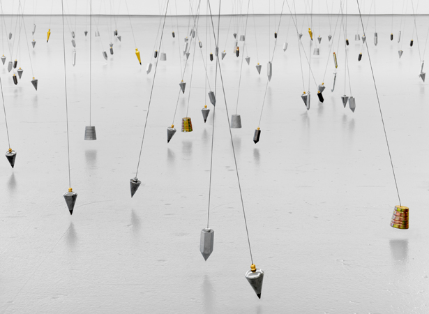 Tatiana Trouvé, 350 Points Towards Infinity, 2009. Installation view, A Stay Between Enclosure and Space, Migros Museum fur Gegenwartskunst, Zurich, 2009. Photo: Stefan Altenburger, Courtesy Johann König Gallery, Perrotin Gallery and Gagosian Gallery.