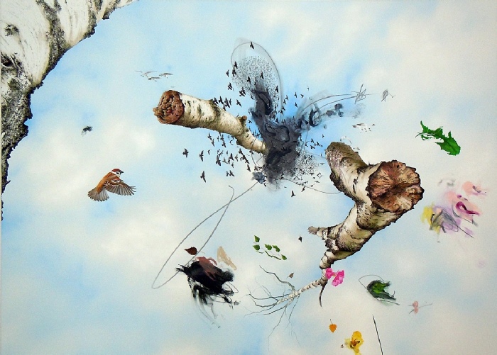 Benny Dröscher, While the World Moves (3). 2015. Acrylic on canvas. 130 x 180cm
